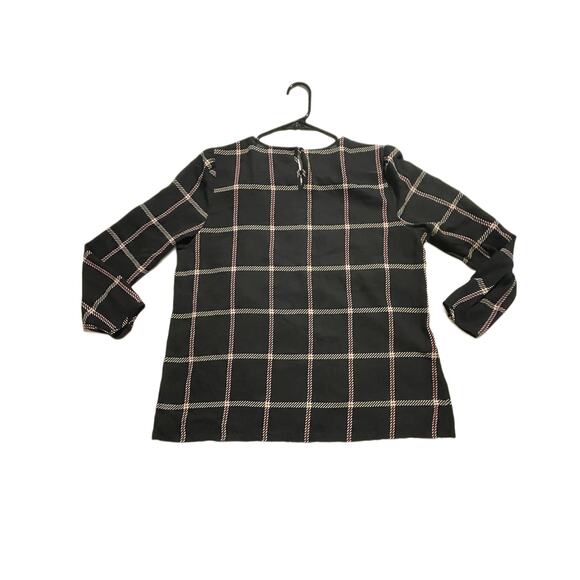 Liz Claiborne Womens M Blouse Plaid Career Top Keyhole Back Holiday Corpcore EUC - Picture 2 of 5